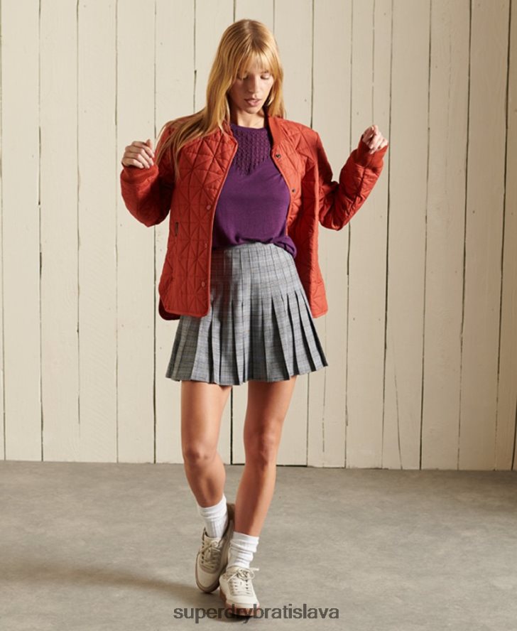 Superdry ženy čipkovaný džersejový top s krátkym rukávom v tvare chevron 6B4ZTR2746 oblečenie Fialová