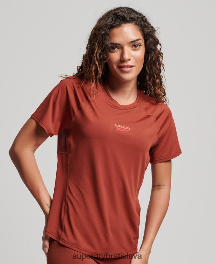 Superdry ženy jadro aktívne tričko 6B4ZTR2697 oblečenie hnedá