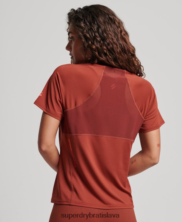 Superdry ženy jadro aktívne tričko 6B4ZTR2697 oblečenie hnedá