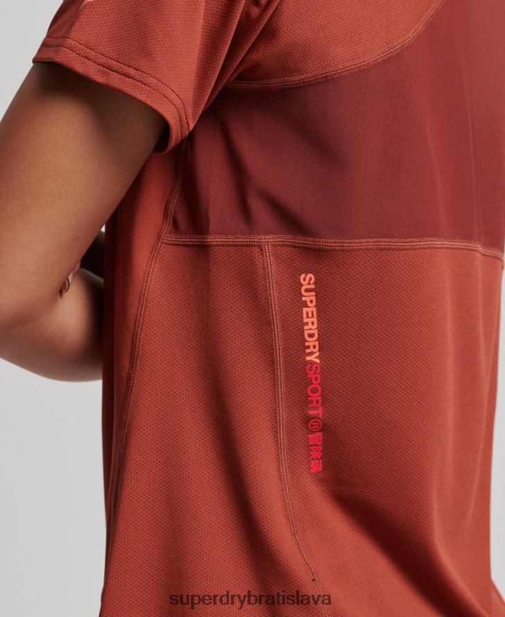 Superdry ženy jadro aktívne tričko 6B4ZTR2697 oblečenie hnedá