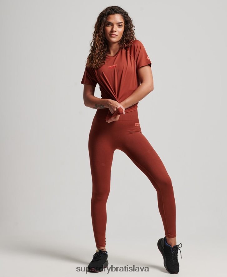 Superdry ženy jadro aktívne tričko 6B4ZTR2697 oblečenie hnedá