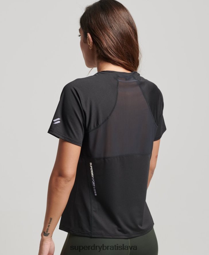 Superdry ženy jadro aktívne tričko 6B4ZTR2701 oblečenie čierna