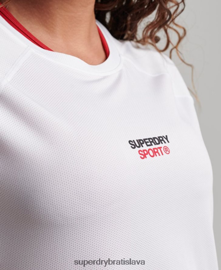 Superdry ženy jadro aktívne tričko 6B4ZTR2709 oblečenie biely