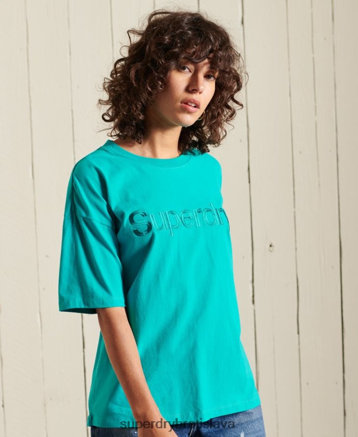 Superdry ženy jadro logo source t-shirt 6B4ZTR6303 oblečenie zelená