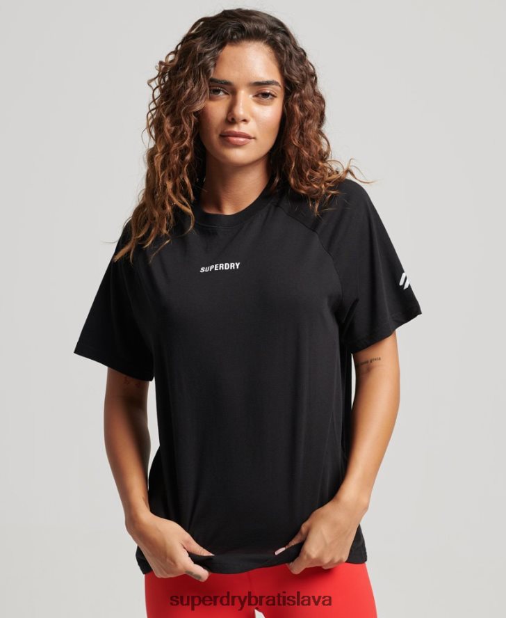 Superdry ženy jadro tričko s krátkym rukávom 6B4ZTR2742 oblečenie čierna