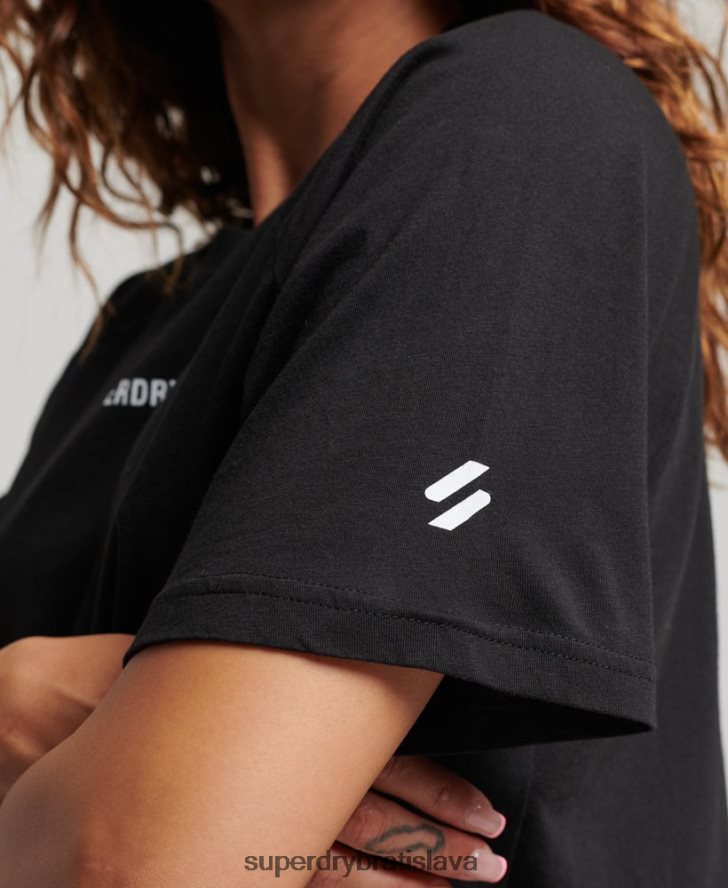 Superdry ženy jadro tričko s krátkym rukávom 6B4ZTR2742 oblečenie čierna