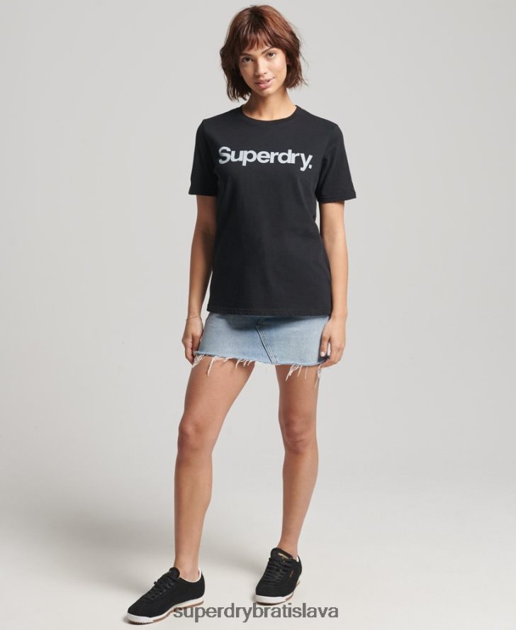 Superdry ženy jadrové tričko s logom 6B4ZTR6211 oblečenie čierna