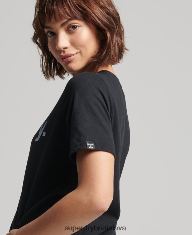 Superdry ženy jadrové tričko s logom 6B4ZTR6211 oblečenie čierna