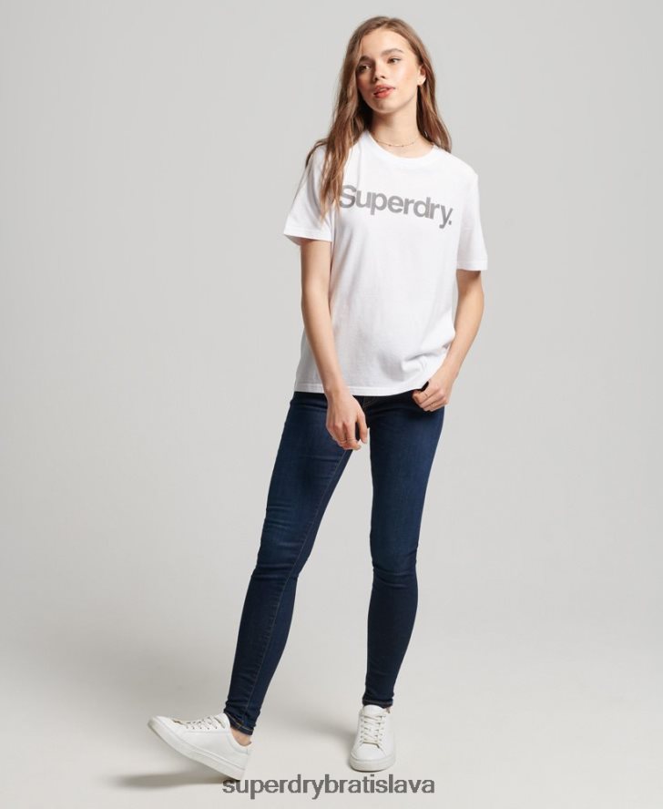 Superdry ženy jadrové tričko s logom 6B4ZTR6279 oblečenie biely