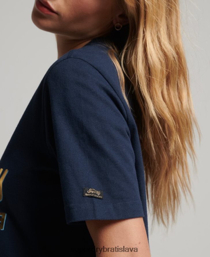 Superdry ženy japonské vintage tričko s grafickým logom 6B4ZTR2720 oblečenie námorníctvo