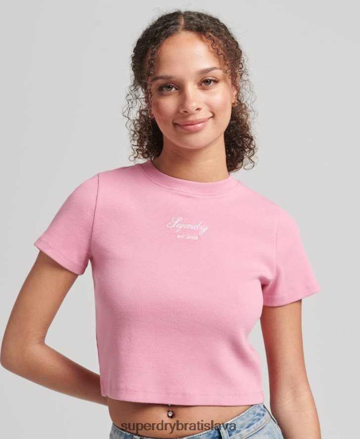 Superdry ženy kód Heritage crop fit tričko 6B4ZTR2782 oblečenie Ružová