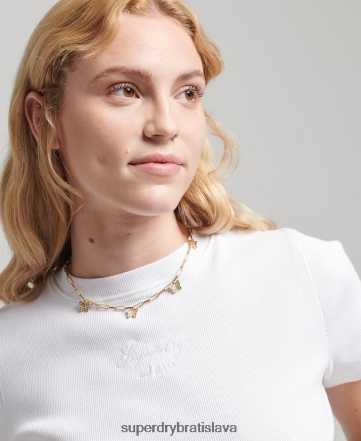 Superdry ženy kód Heritage crop fit tričko 6B4ZTR2843 oblečenie biely