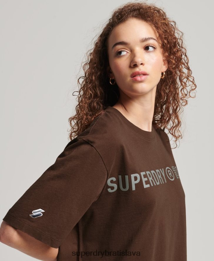 Superdry ženy kód lineárne voľné tričko 6B4ZTR6564 oblečenie hnedá