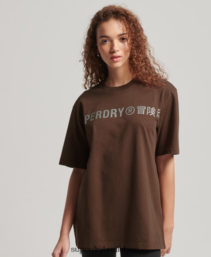 Superdry ženy kód lineárne voľné tričko 6B4ZTR6564 oblečenie hnedá