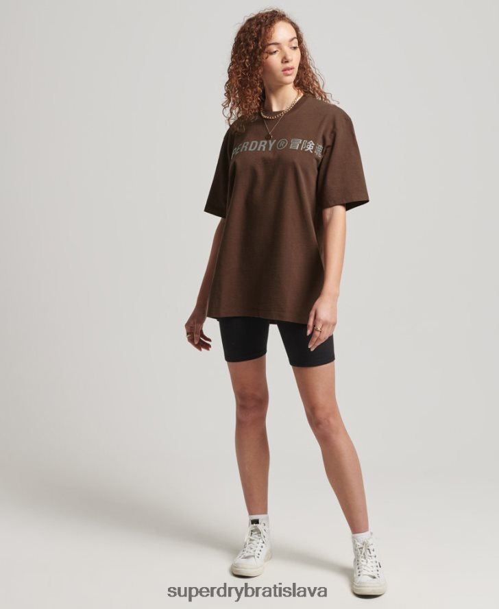Superdry ženy kód lineárne voľné tričko 6B4ZTR6564 oblečenie hnedá