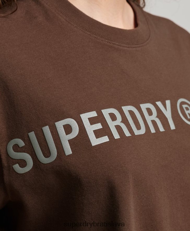 Superdry ženy kód lineárne voľné tričko 6B4ZTR6564 oblečenie hnedá