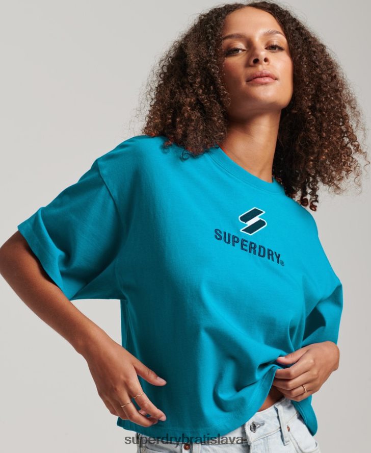 Superdry ženy kódové skladané krabicové tričko 6B4ZTR2702 oblečenie Modrá