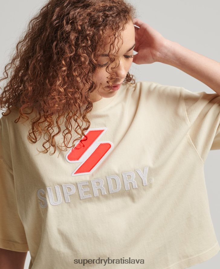 Superdry ženy kódové skladané krabicové tričko 6B4ZTR2776 oblečenie krém