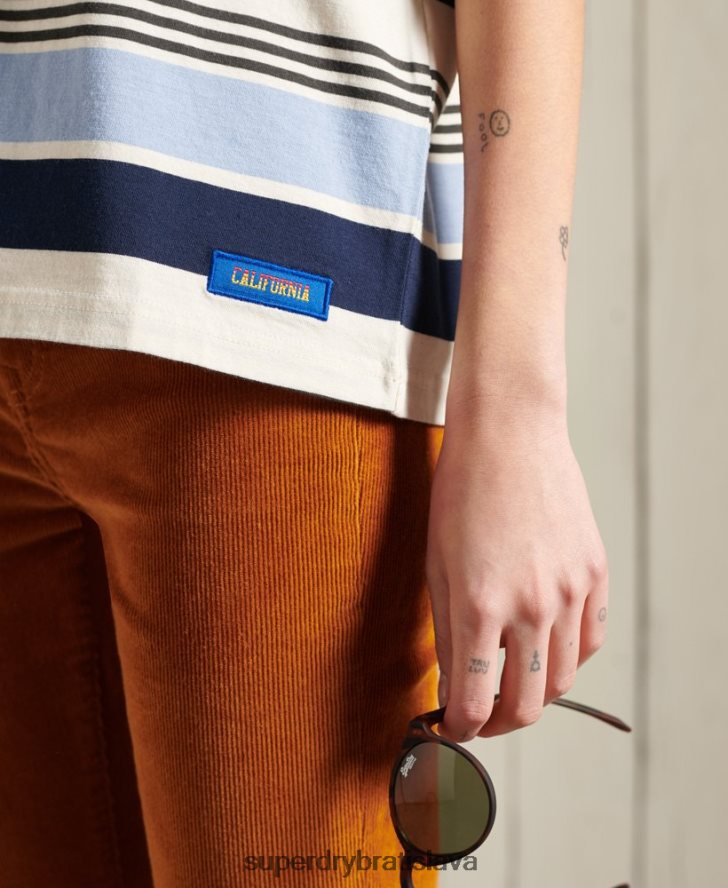 Superdry ženy klasické tričko cali surf 6B4ZTR6270 oblečenie Modrá