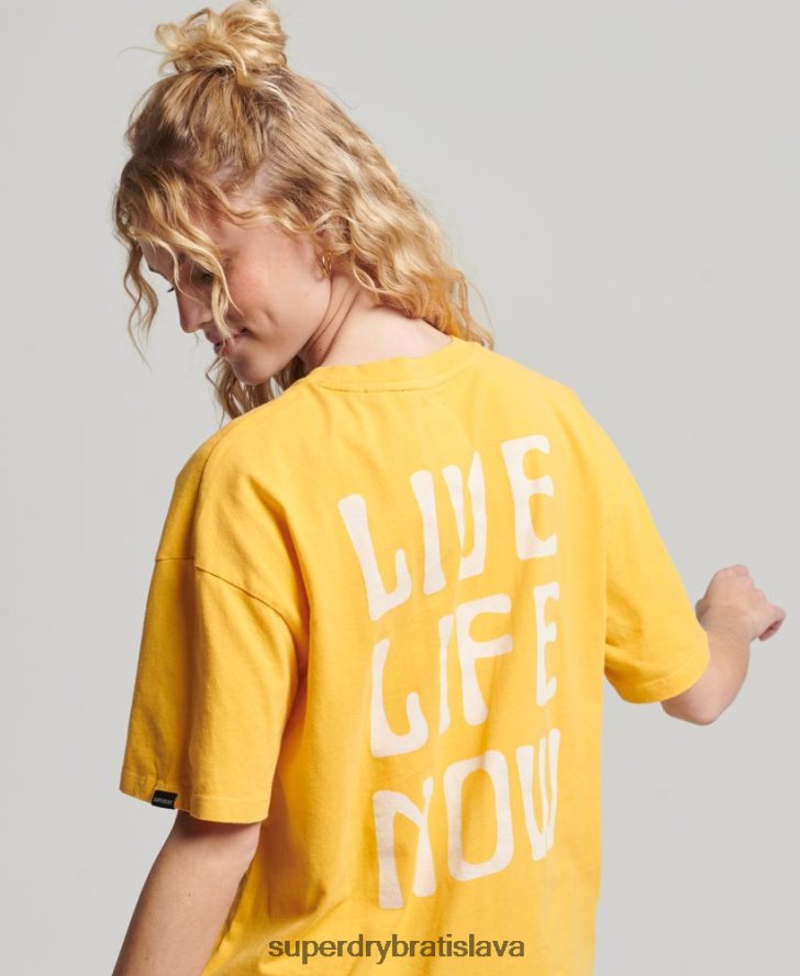 Superdry ženy kočovné ľudové tričko 6B4ZTR2664 oblečenie žltá