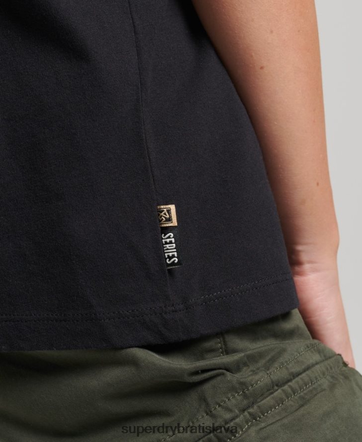 Superdry ženy kočovné ľudové tričko 6B4ZTR2789 oblečenie čierna