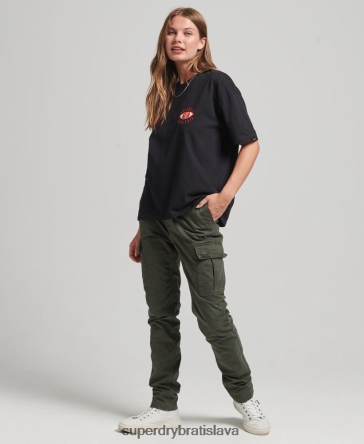 Superdry ženy kočovné ľudové tričko 6B4ZTR2789 oblečenie čierna