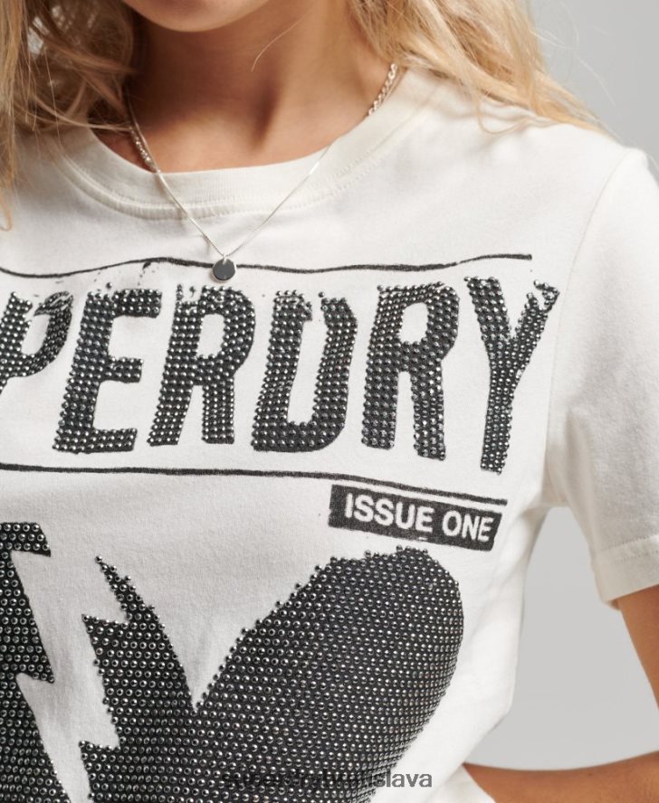 Superdry ženy lo-fi plagátové tričko 6B4ZTR2704 oblečenie krém