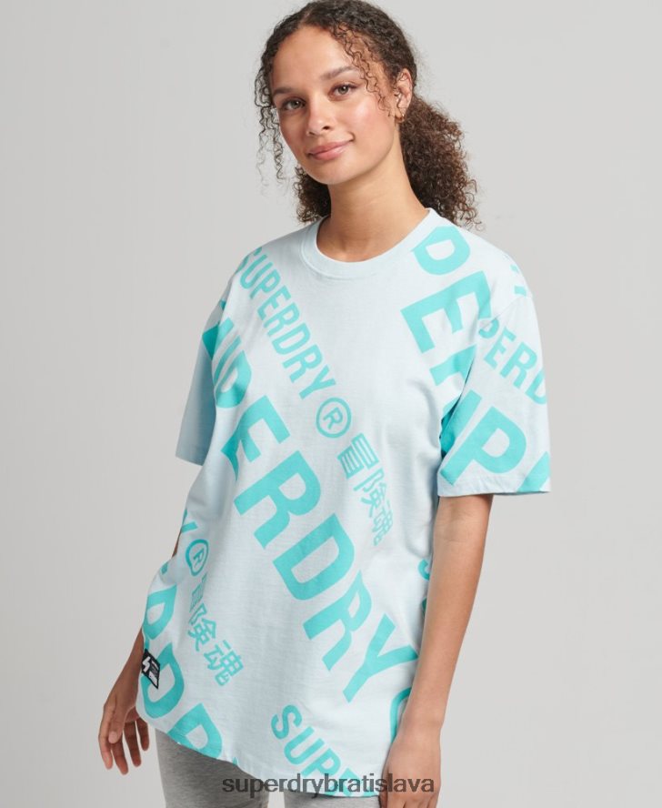 Superdry ženy logo core s potlačou na celom tričku 6B4ZTR2835 oblečenie zelená