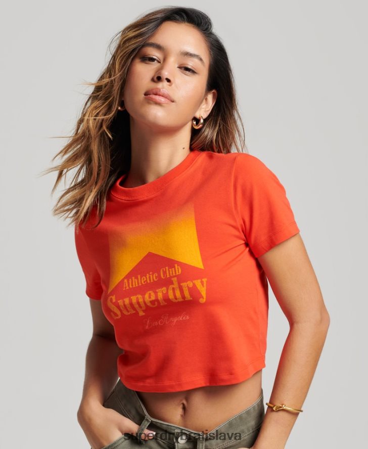 Superdry ženy malé grafické tričko 6B4ZTR2214 oblečenie červená
