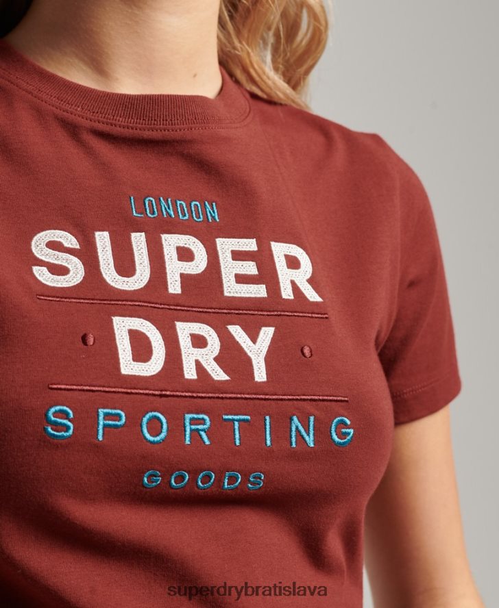 Superdry ženy maličké vyšívané tričko s grafickým kódom 6B4ZTR2233 oblečenie červená