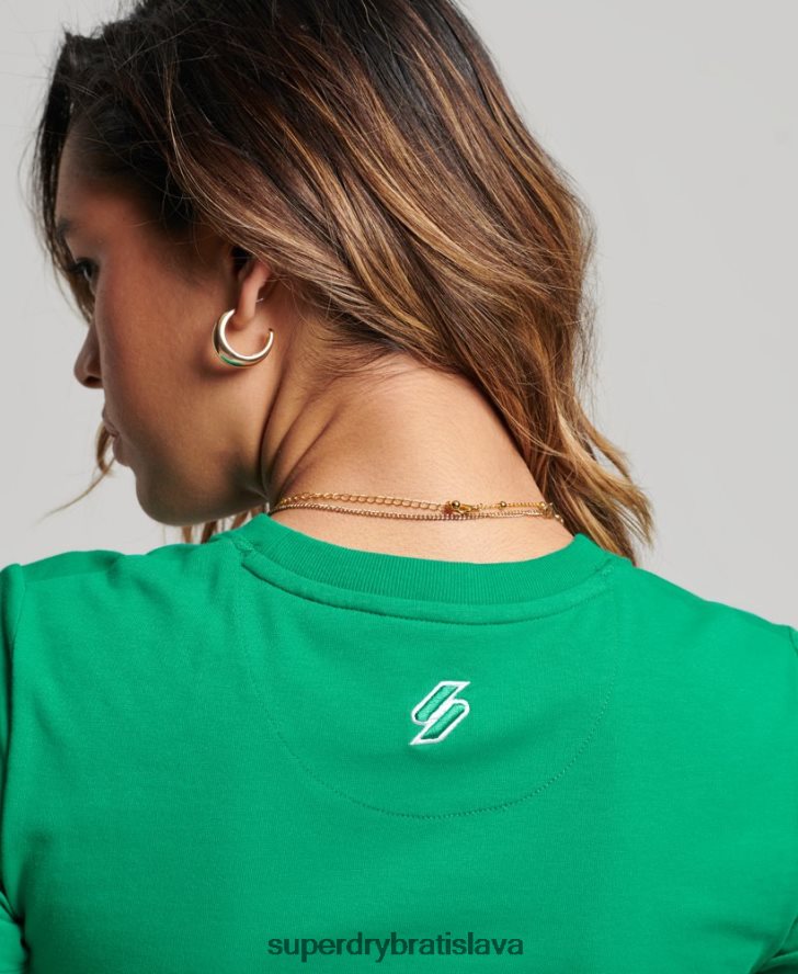 Superdry ženy maličké vyšívané tričko s grafickým kódom 6B4ZTR2264 oblečenie zelená