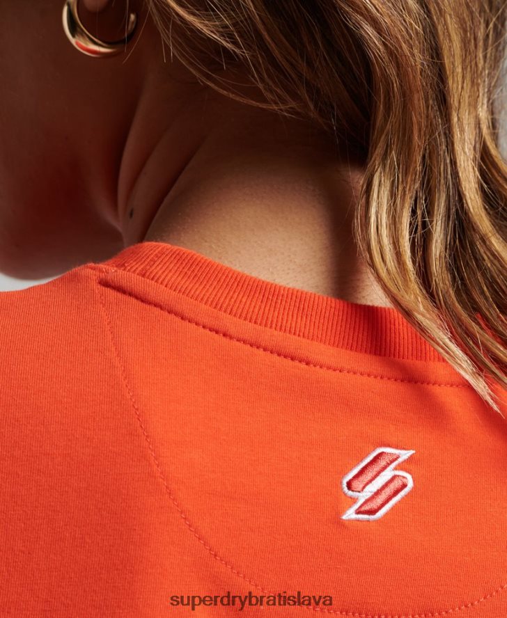 Superdry ženy maličké vyšívané tričko s grafickým kódom 6B4ZTR2318 oblečenie oranžová