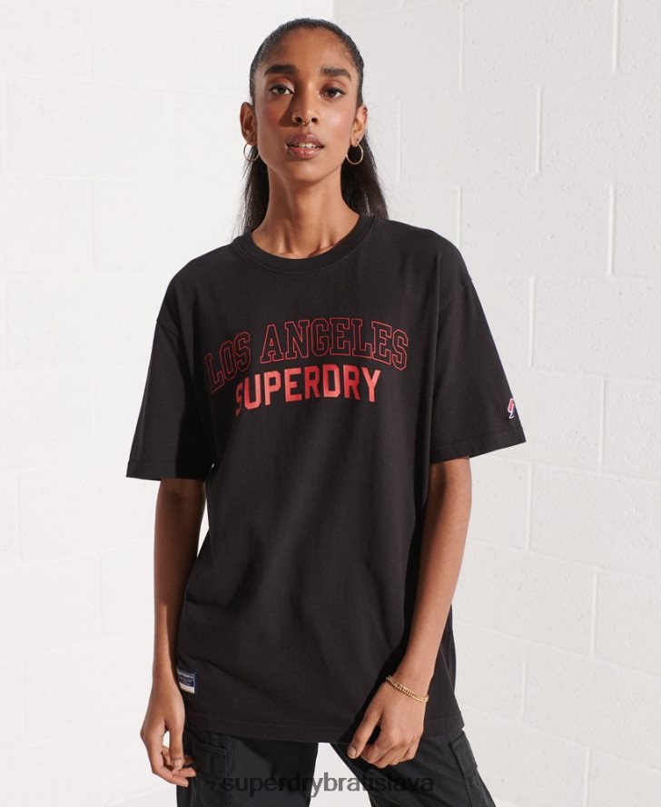 Superdry ženy mestské vysokoškolské tričko 6B4ZTR6741 oblečenie čierna