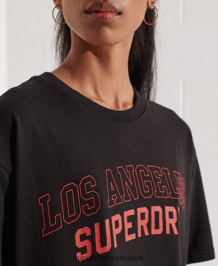 Superdry ženy mestské vysokoškolské tričko 6B4ZTR6741 oblečenie čierna