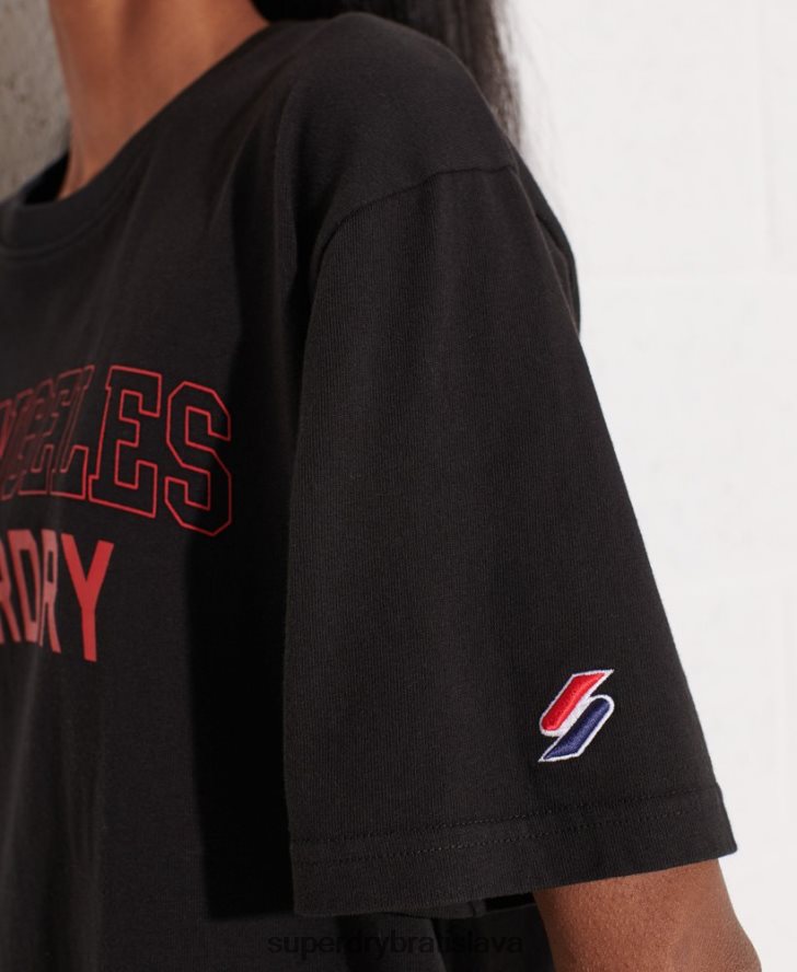Superdry ženy mestské vysokoškolské tričko 6B4ZTR6741 oblečenie čierna