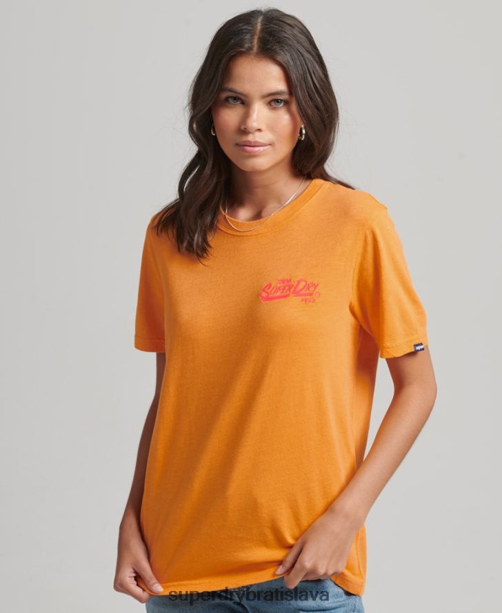 Superdry ženy neónové tričko v štýle scenára 6B4ZTR2761 oblečenie oranžová