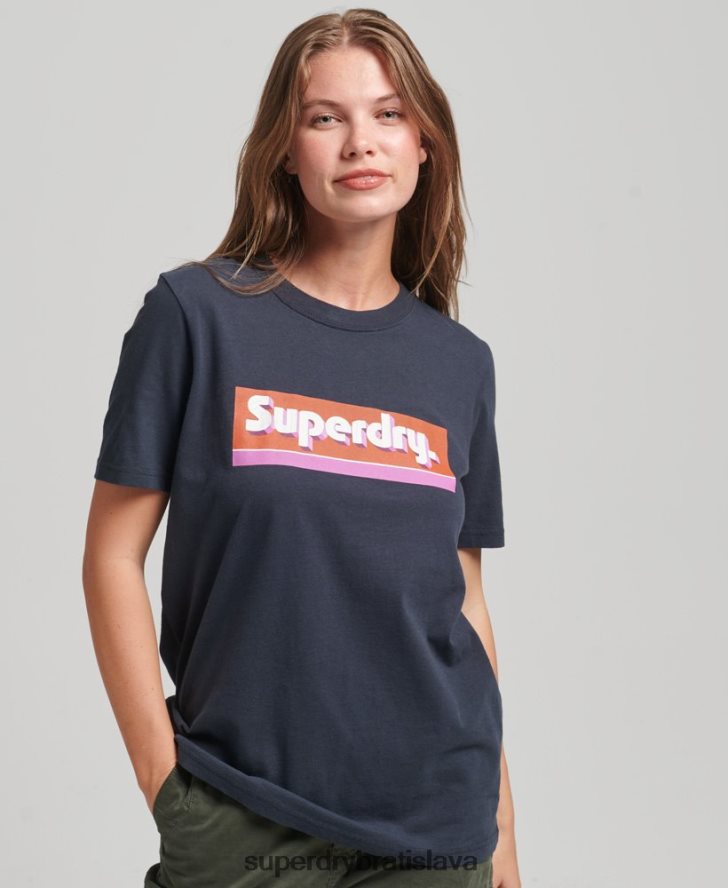 Superdry ženy obchodné tričko tričko 6B4ZTR2754 oblečenie námorníctvo
