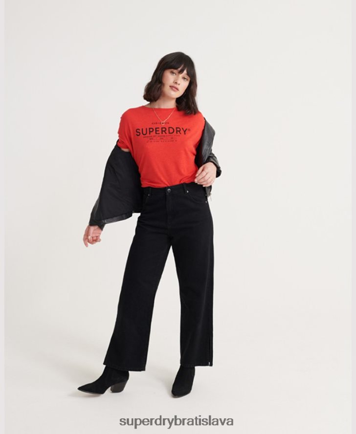Superdry ženy púštne ľanové tričko 6B4ZTR6765 oblečenie červená