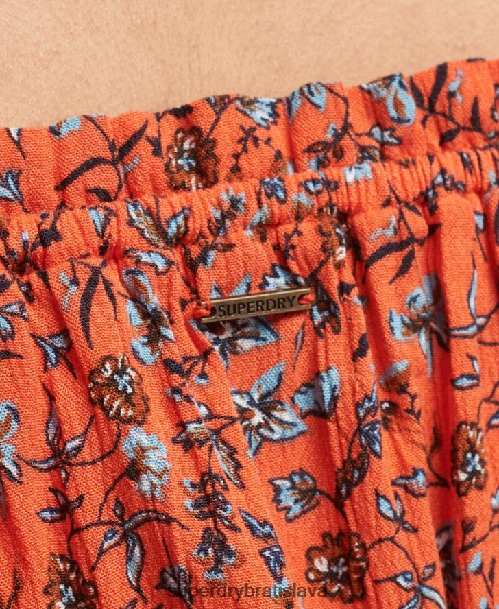 Superdry ženy úpletový top s krátkym rukávom 6B4ZTR2110 oblečenie oranžová