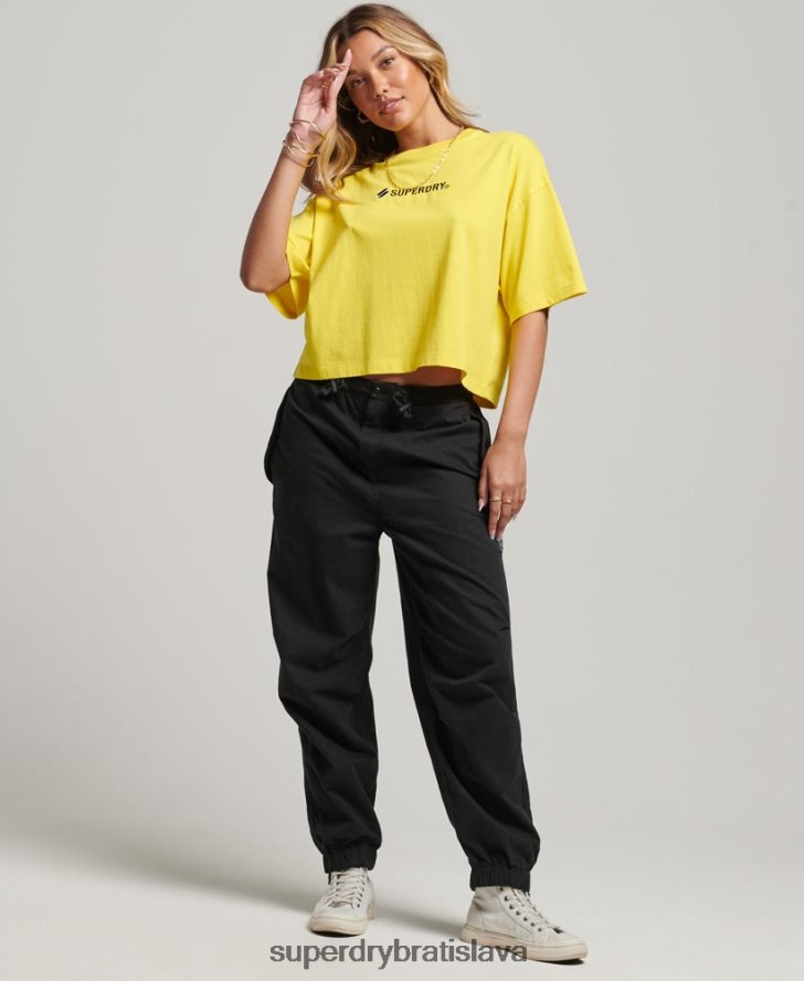 Superdry ženy športové logo oversized boxy tričko 6B4ZTR2753 oblečenie žltá