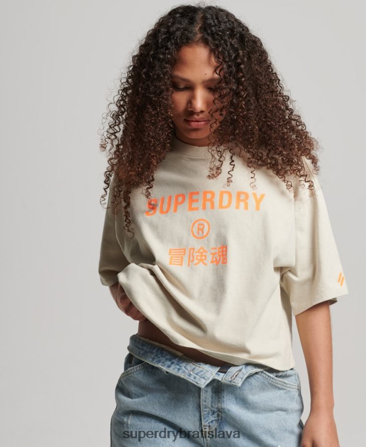 Superdry ženy športové tričko z organickej bavlny 6B4ZTR2259 oblečenie béžová