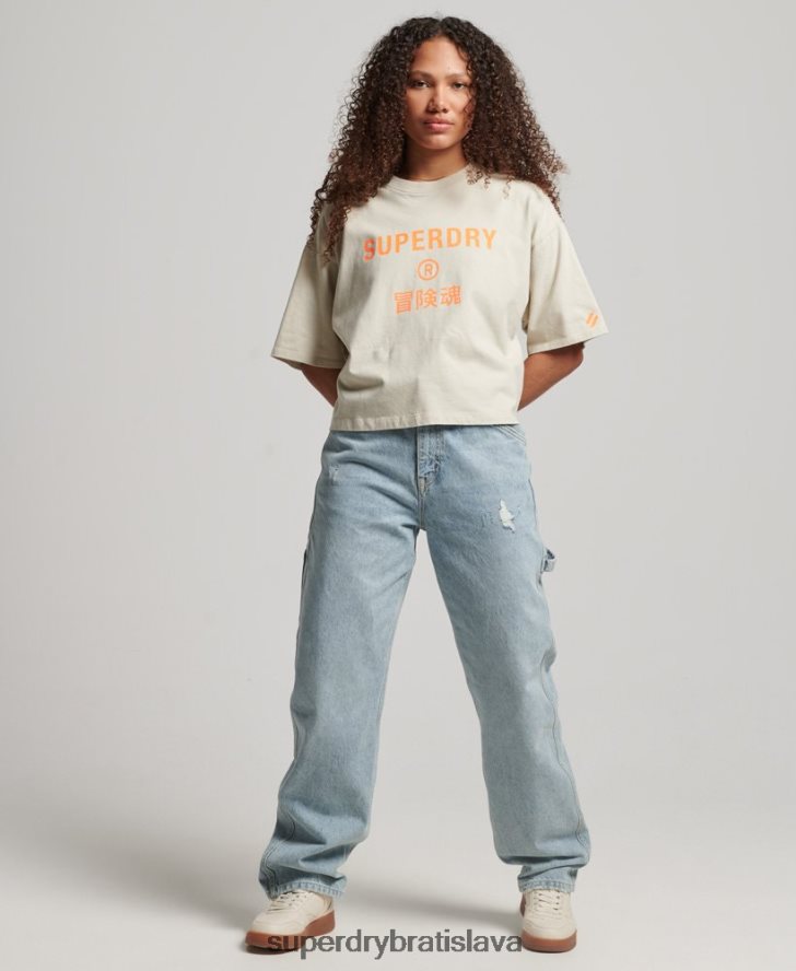Superdry ženy športové tričko z organickej bavlny 6B4ZTR2259 oblečenie béžová