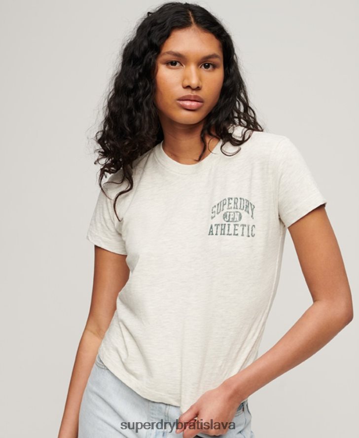 Superdry ženy športové základné tričko 90. rokov 6B4ZTR2629 oblečenie béžová