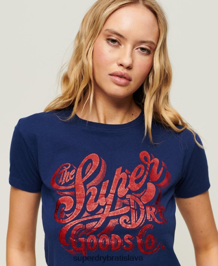Superdry ženy pracovné oblečenie s grafickým tričkom 6B4ZTR1971 oblečenie námorníctvo
