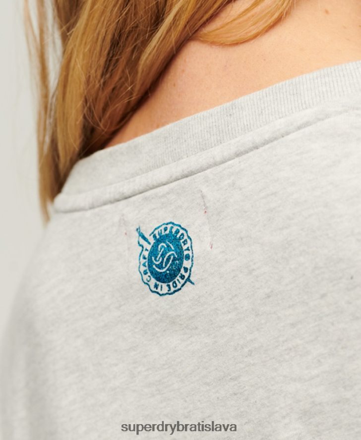 Superdry ženy pracovné oblečenie s grafickým tričkom 6B4ZTR2115 oblečenie svetlo šedá
