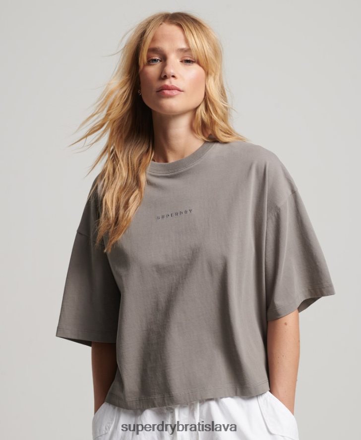 Superdry ženy prebytočné micro oversized boxy tričko 6B4ZTR2205 oblečenie sivá