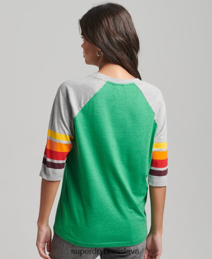 Superdry ženy raglánové tričko z organickej bavlny cali stripe 2.0 6B4ZTR2829 oblečenie zelená