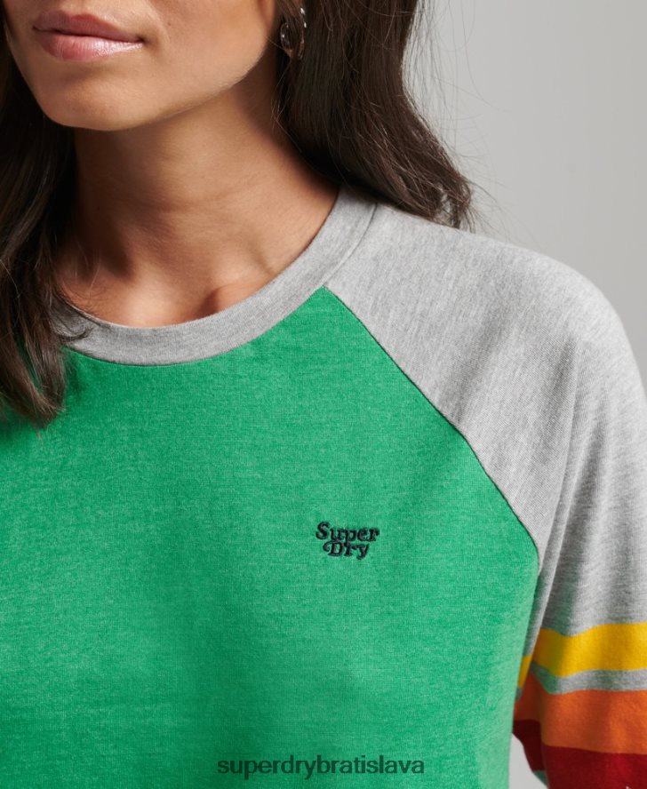 Superdry ženy raglánové tričko z organickej bavlny cali stripe 2.0 6B4ZTR2829 oblečenie zelená