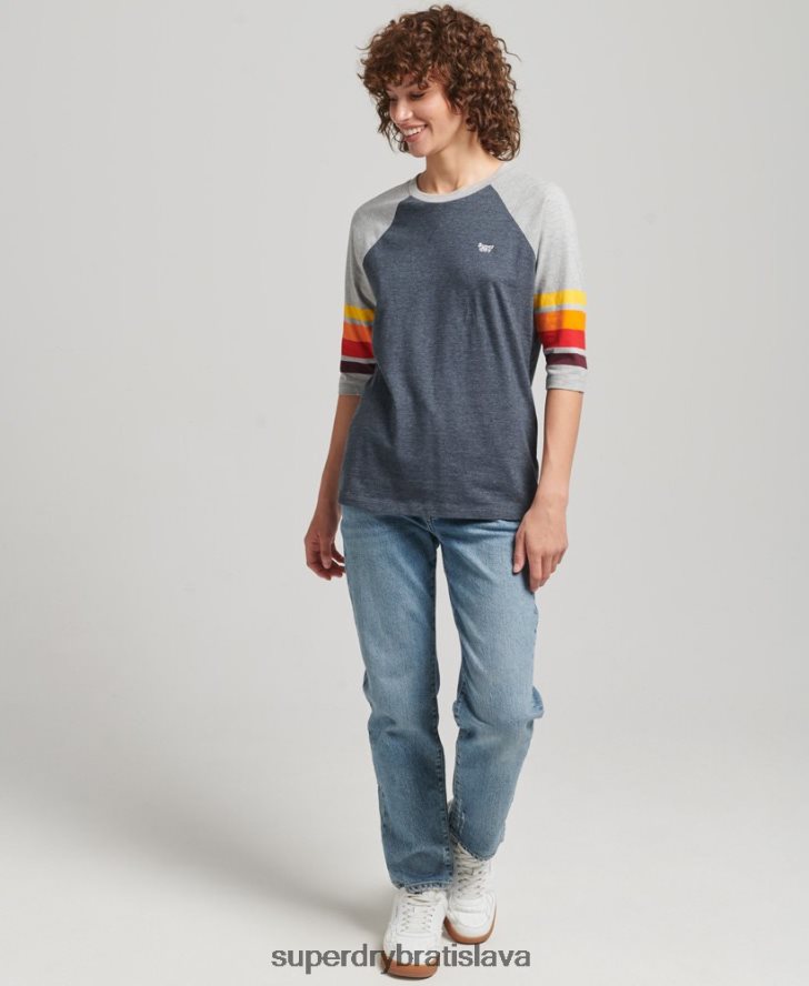 Superdry ženy raglánové tričko z organickej bavlny cali stripe 2.0 6B4ZTR6260 oblečenie námorníctvo