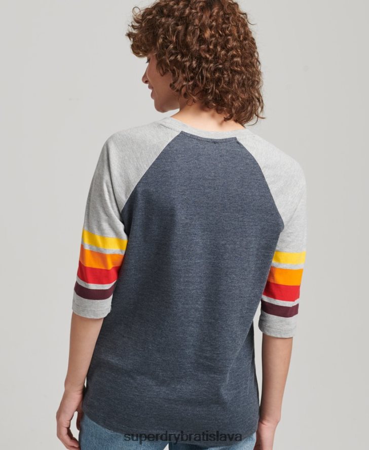 Superdry ženy raglánové tričko z organickej bavlny cali stripe 2.0 6B4ZTR6260 oblečenie námorníctvo